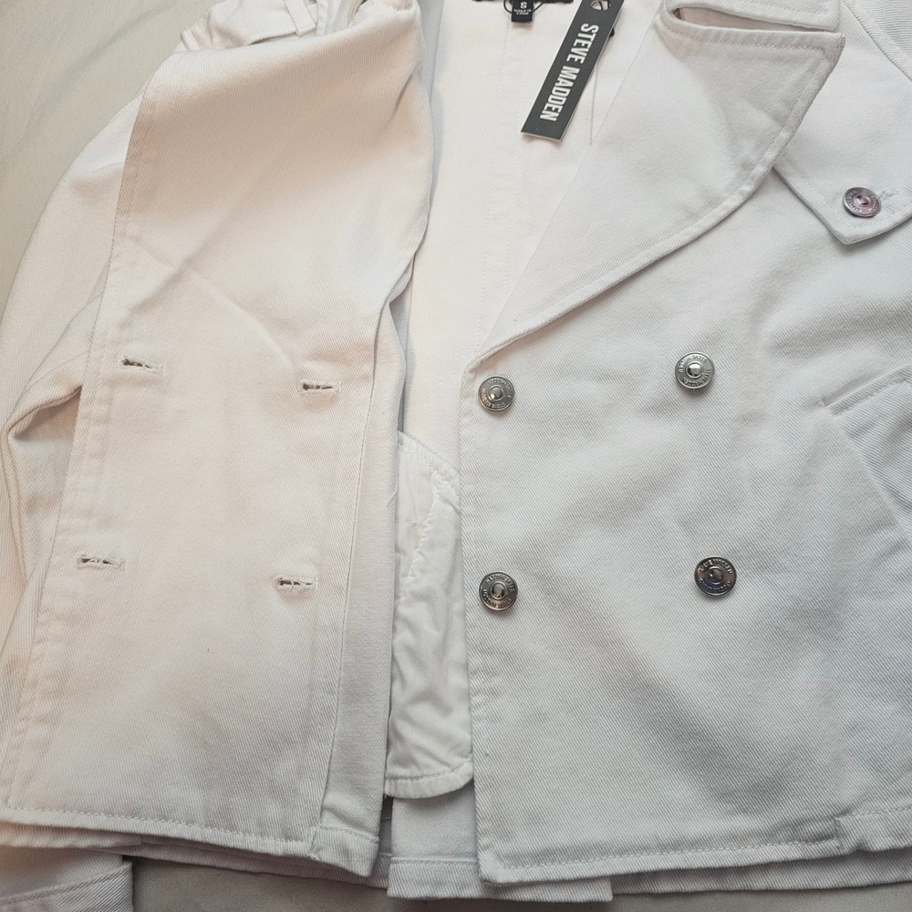 Steve Madden S Small Sirus White Denim Jacket Jean NWT 1432 - Picture 12 of 16